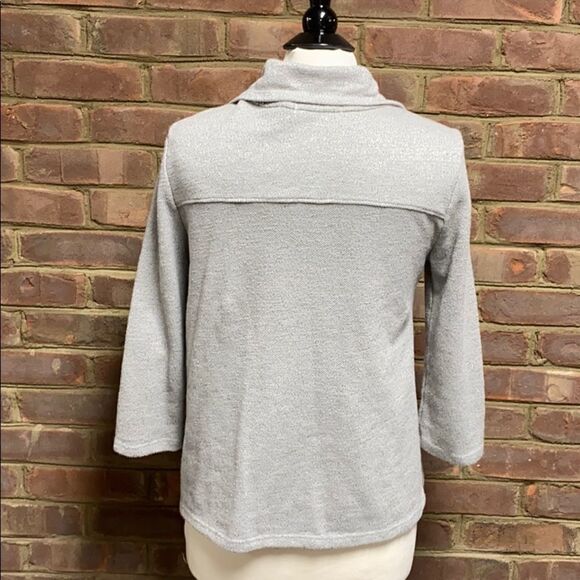 Ellen Tracy Silver Shimmer 3/4 Sleeve Cardigan - Picture 3 of 7